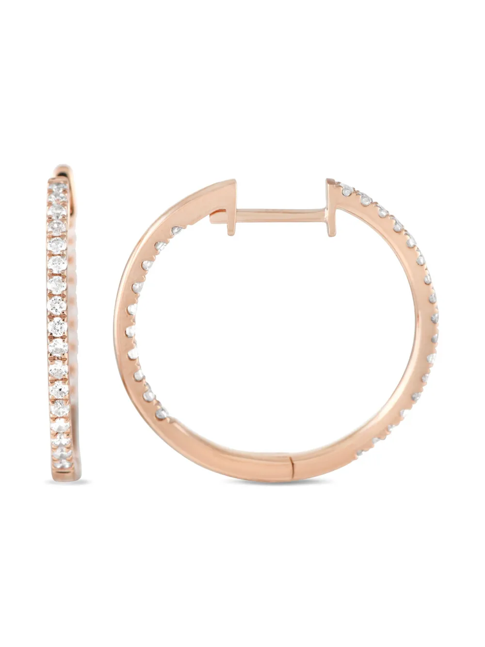 Pre-owned Lb Exclusive 14k Rose Gold Inside-out Diamond Earrings In Pink