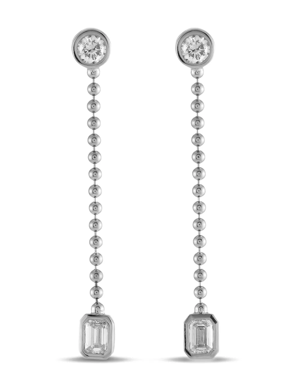18K white gold diamond dangle earrings