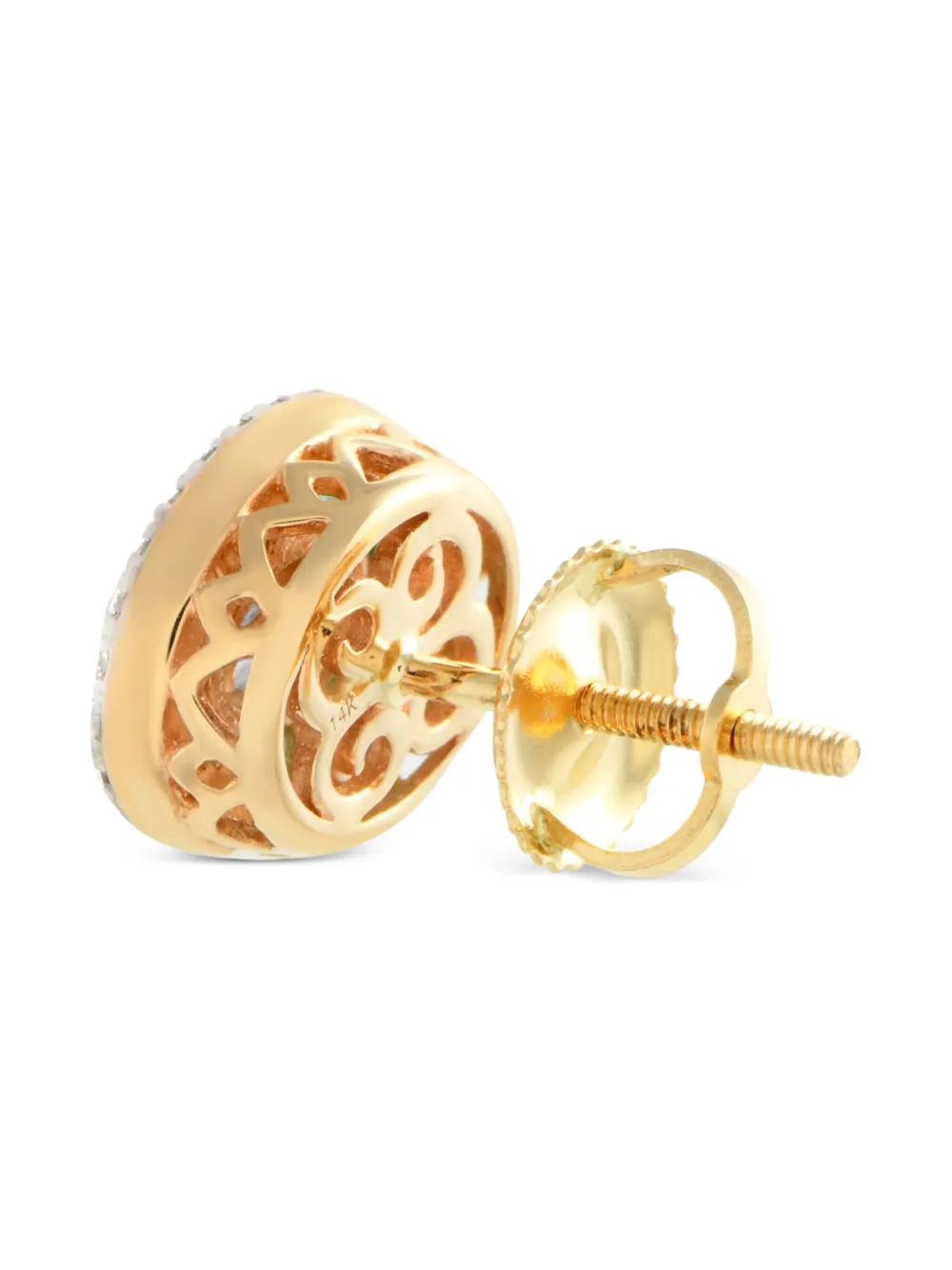 LB Exclusive 14K yellow gold Halo diamonds and emeralds cluster earrings | Pre-Owned | Image 2