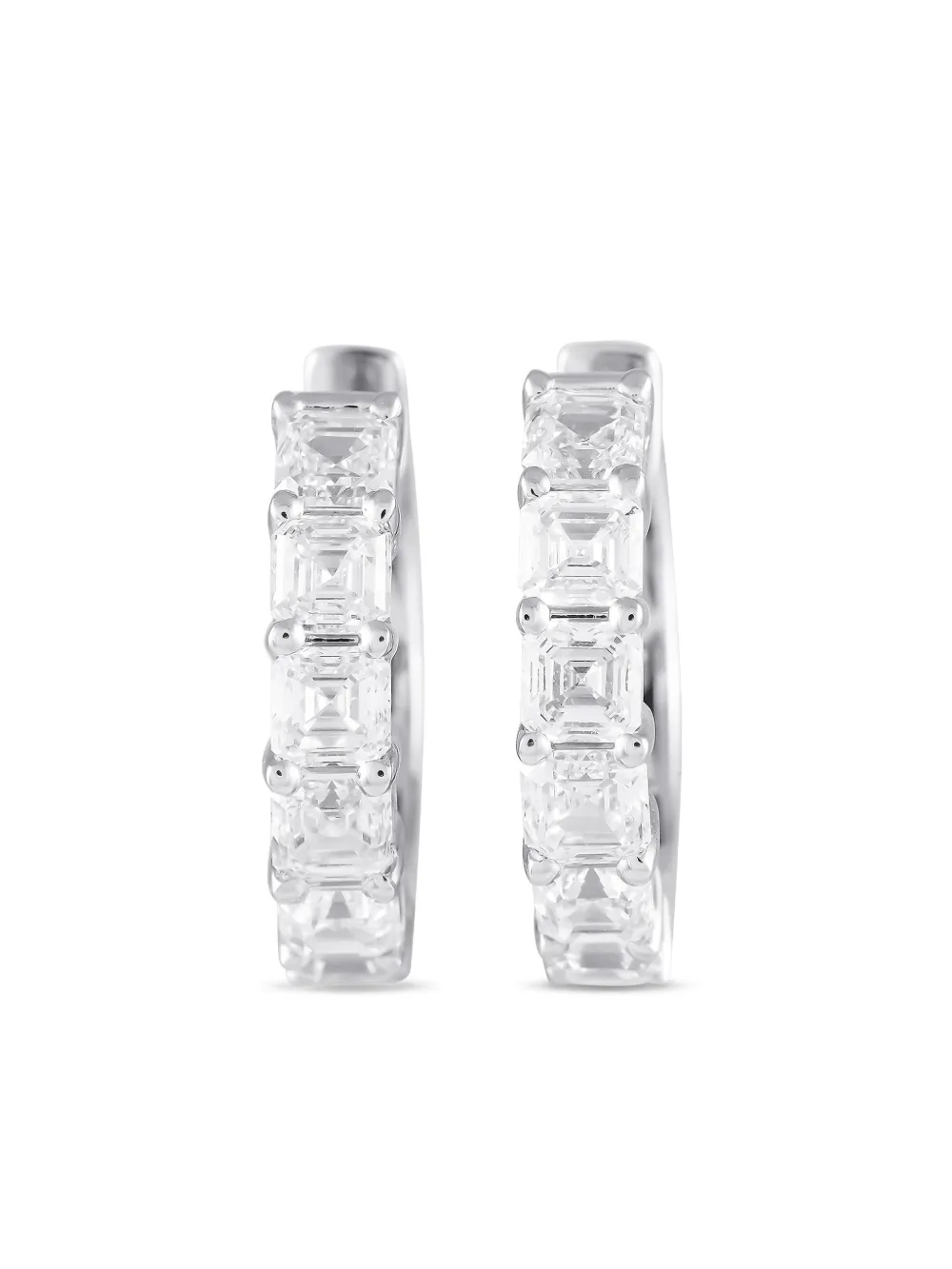 Pre-owned Lb Exclusive 18k White Gold Diamonds Huggie Earrings In Silver