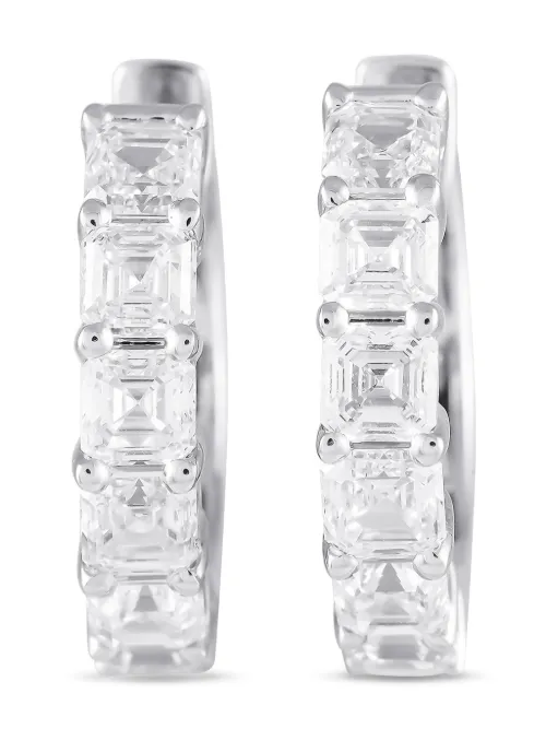 Boucles d'oreilles en or blanc 18ct serties de diamants - LB Exclusive - Modalova