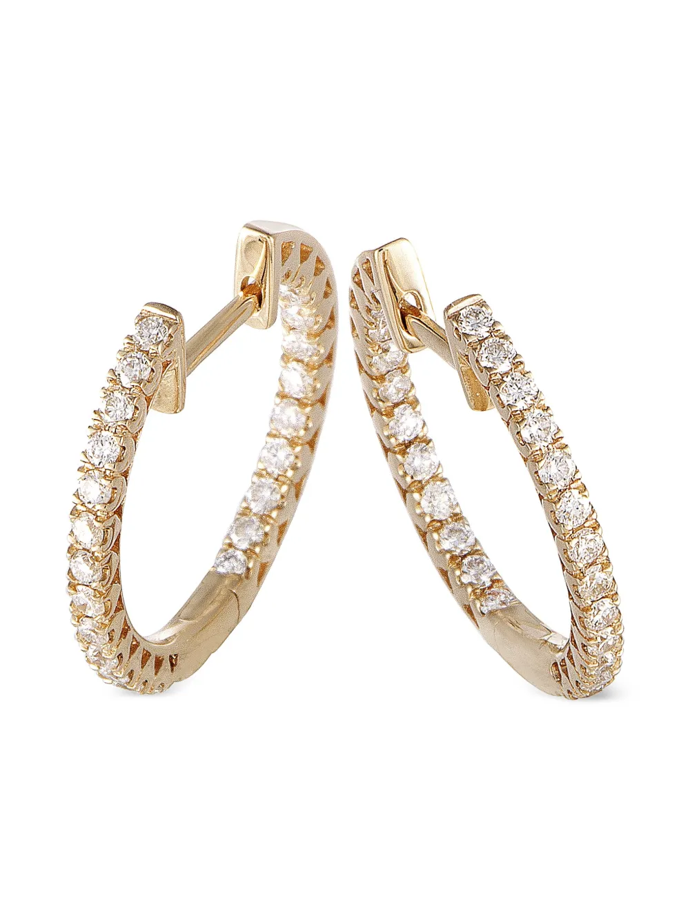 LB Exclusive 14K yellow gold Inside-Out Hoop diamond earrings | Image 2