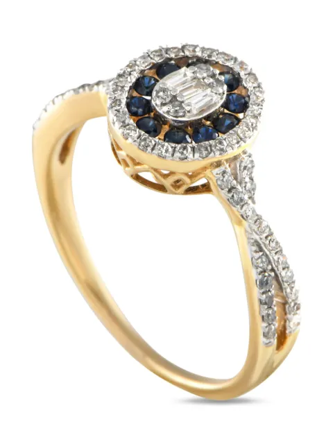 LB Exclusive anillo en oro amarillo de 14kt con diamante y zafiro