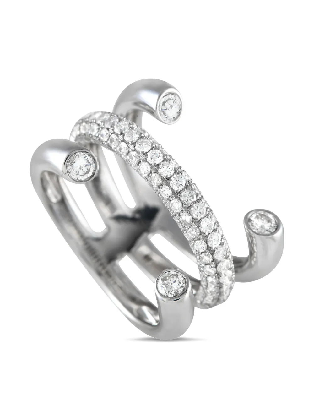 LB Exclusive 18kt white gold Triple Band diamond ring - ゴールドトーン LB Exclusive 18kt white gold Triple Band diamond ring - ゴールドトーン