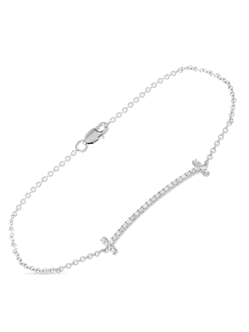 Pre-owned Lb Exclusive 14k White Gold Diamond Bracelet In Silver