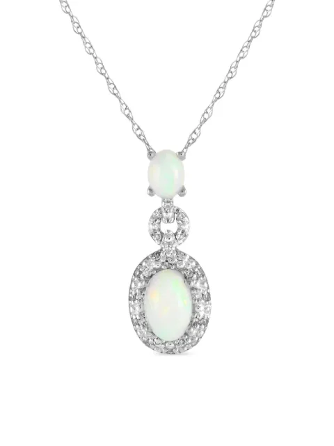 LB Exclusive 14K white gold diamond and opal necklace 