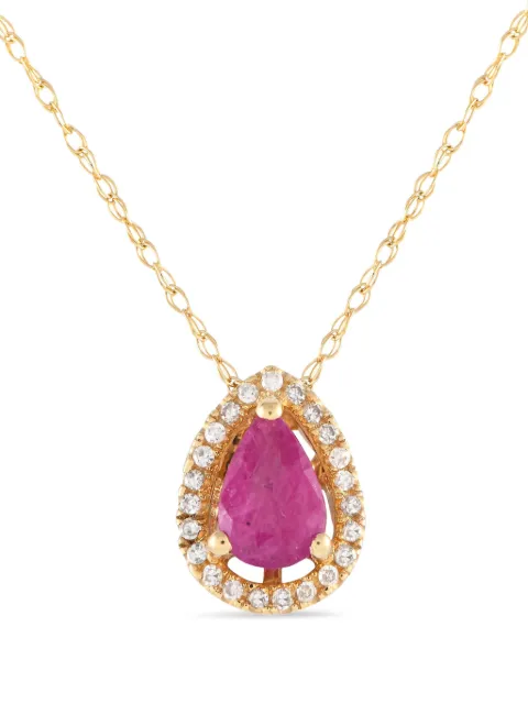 LB Exclusive 14K yellow gold diamond and ruby necklace