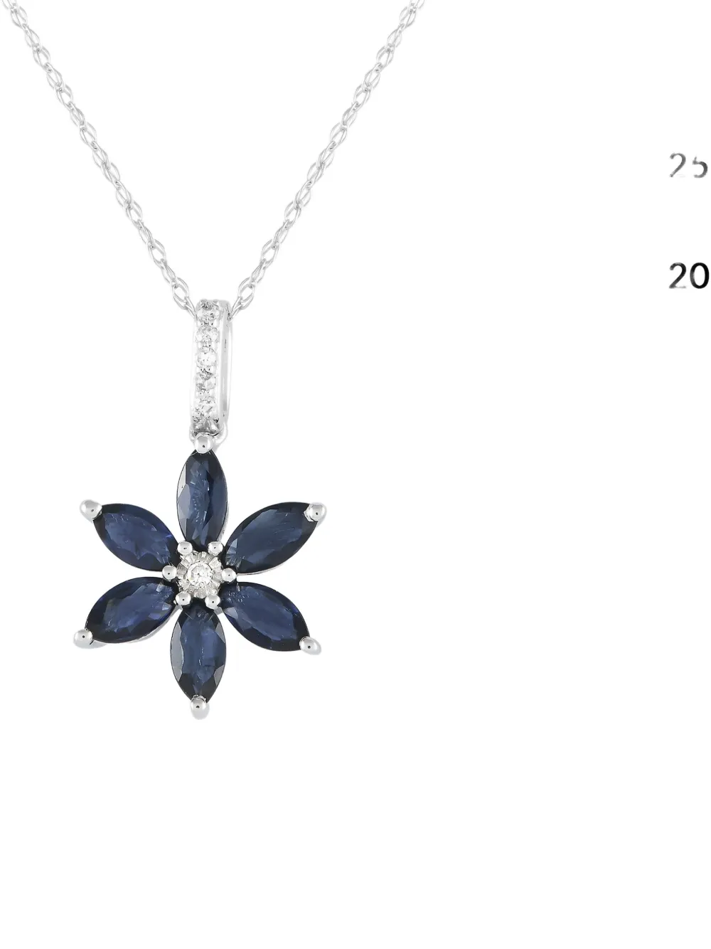 LB Exclusive 14K white gold Flower diamond and sapphire necklace | Image 2