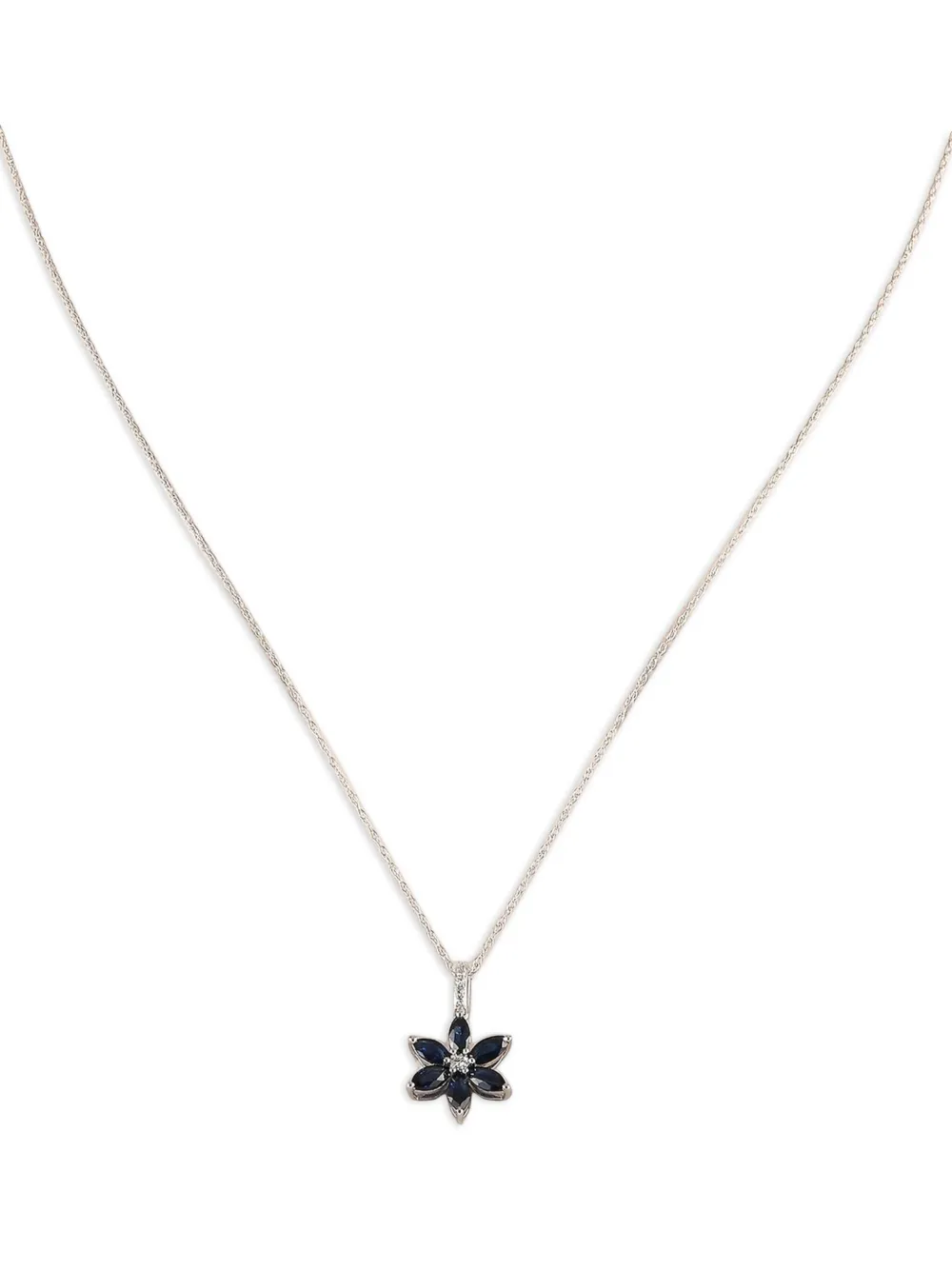 LB Exclusive 14K white gold Flower diamond and sapphire necklace | Gold | Image 1