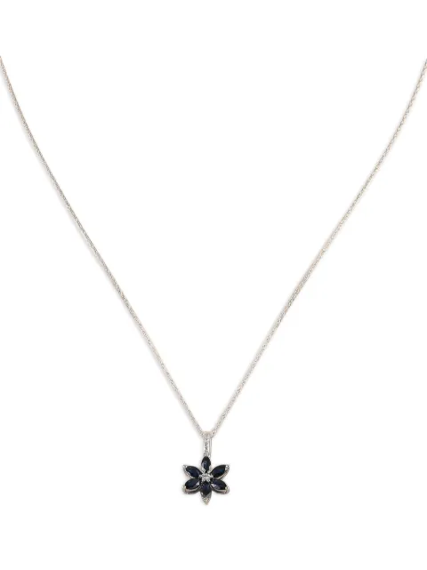 LB Exclusive 14K white gold Flower diamond and sapphire necklace