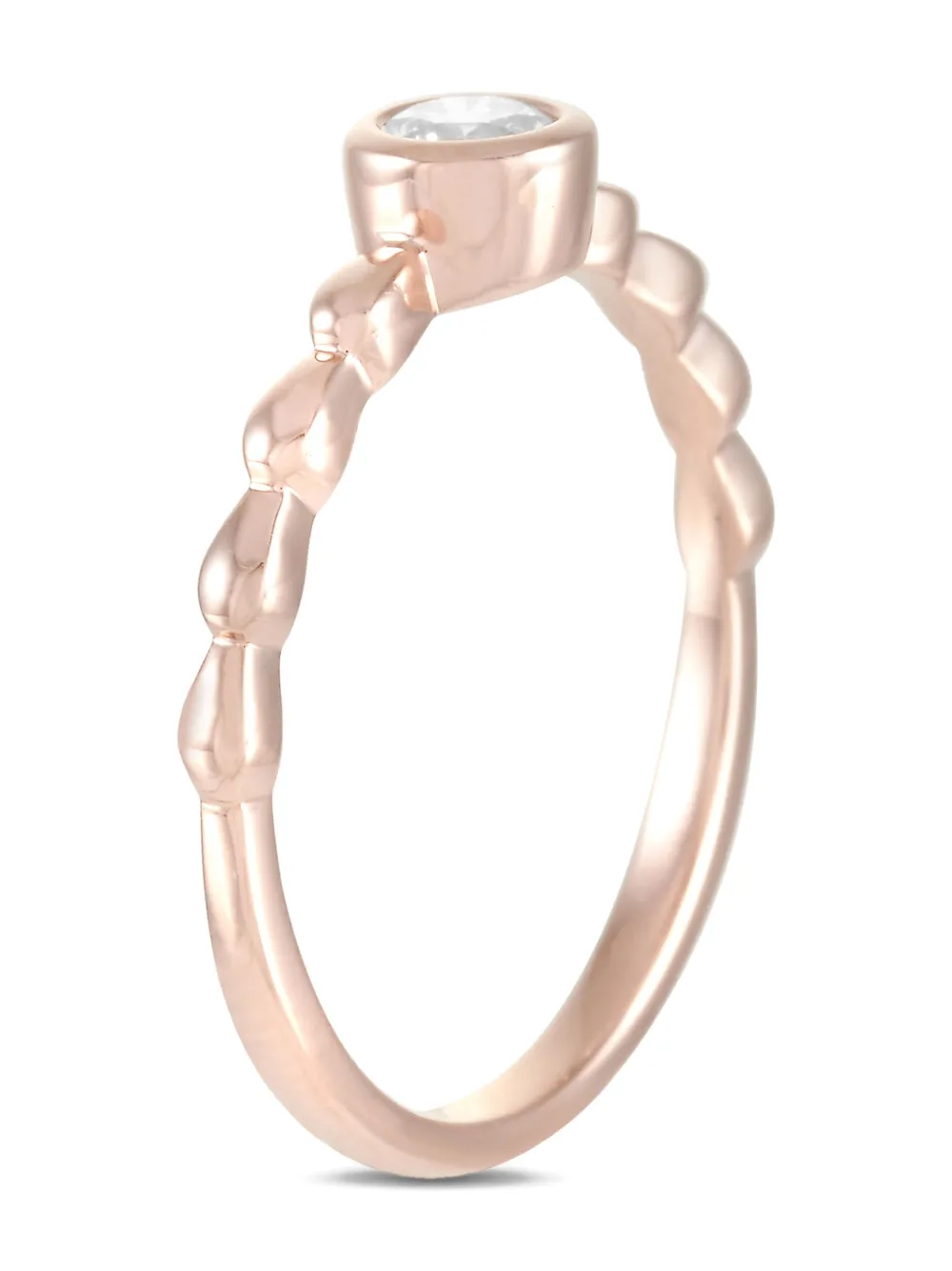 14kt rose gold beaded diamond ring