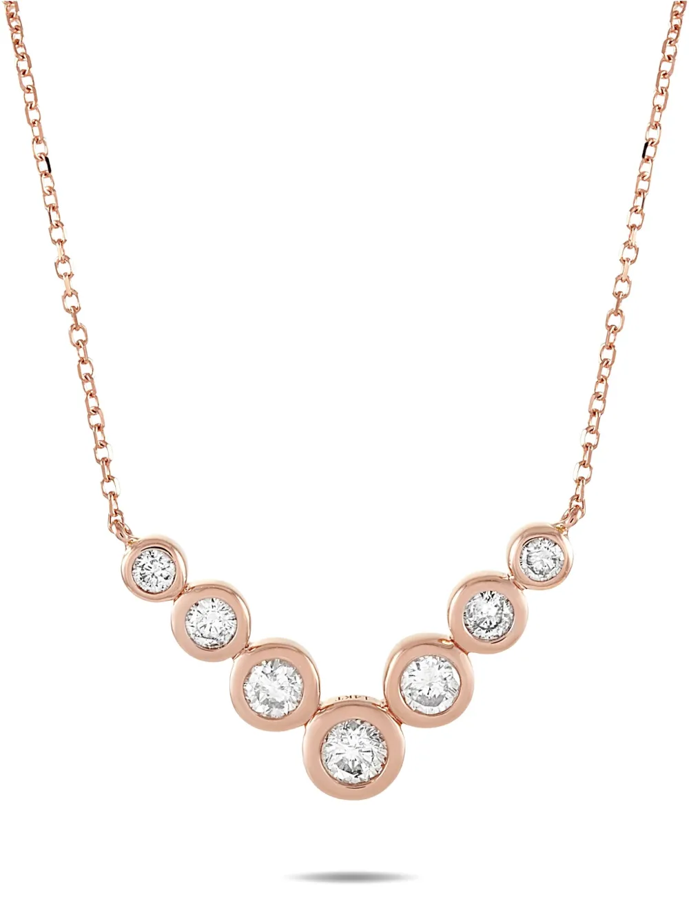 Pre-owned Lb Exclusive 14k Rose Gold Diamond Pendant Necklace In Pink