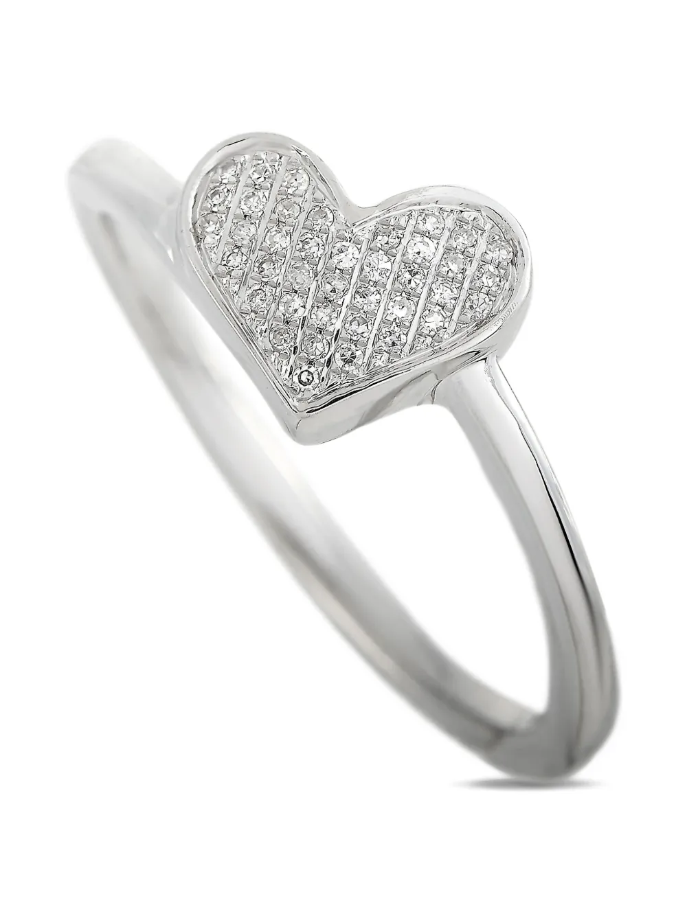 Pre-owned Lb Exclusive 14k White Gold Heart Diamond Ring In Silver
