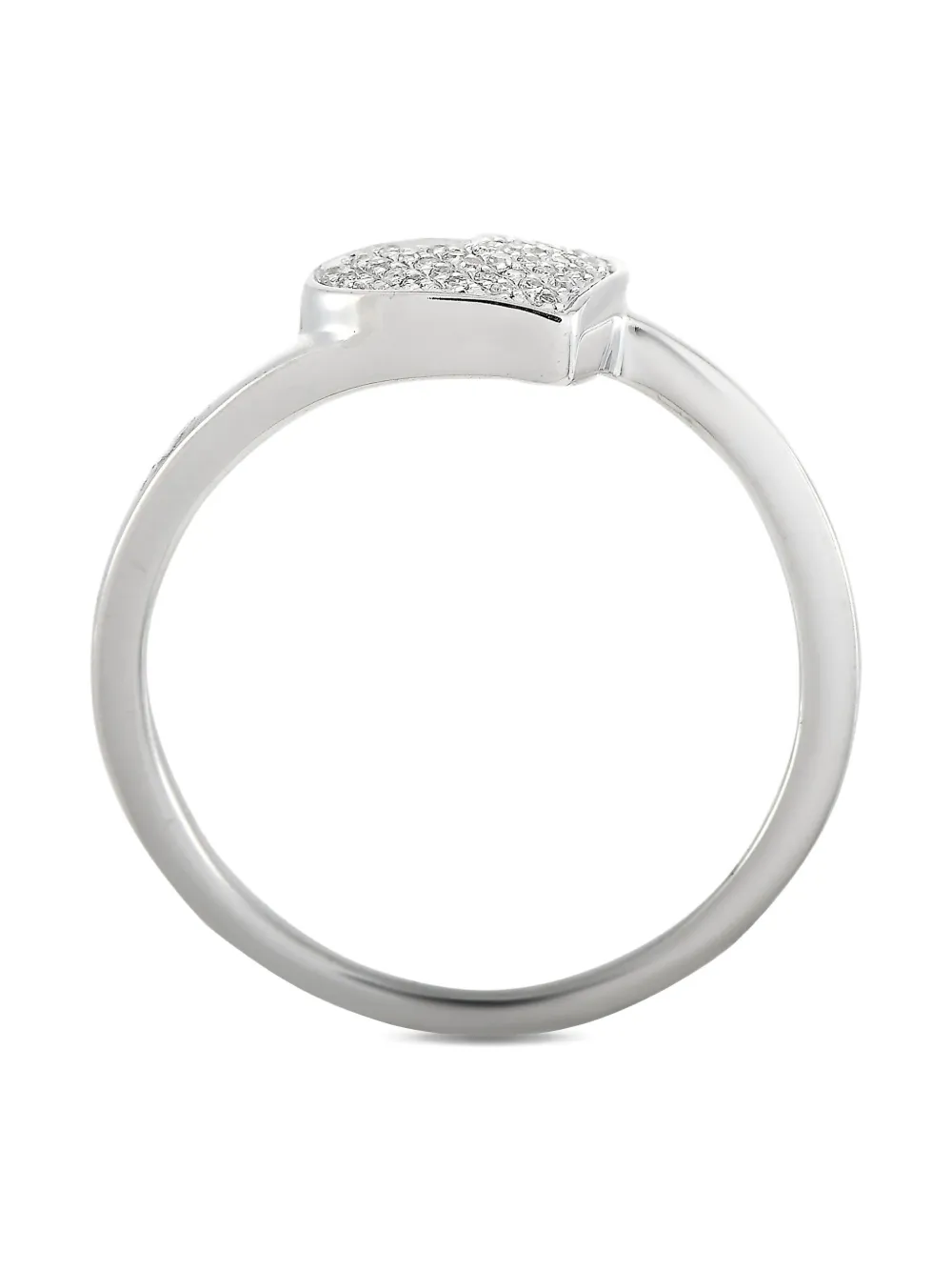 Pre-owned Lb Exclusive 14k White Gold Heart Diamond Ring In Silver