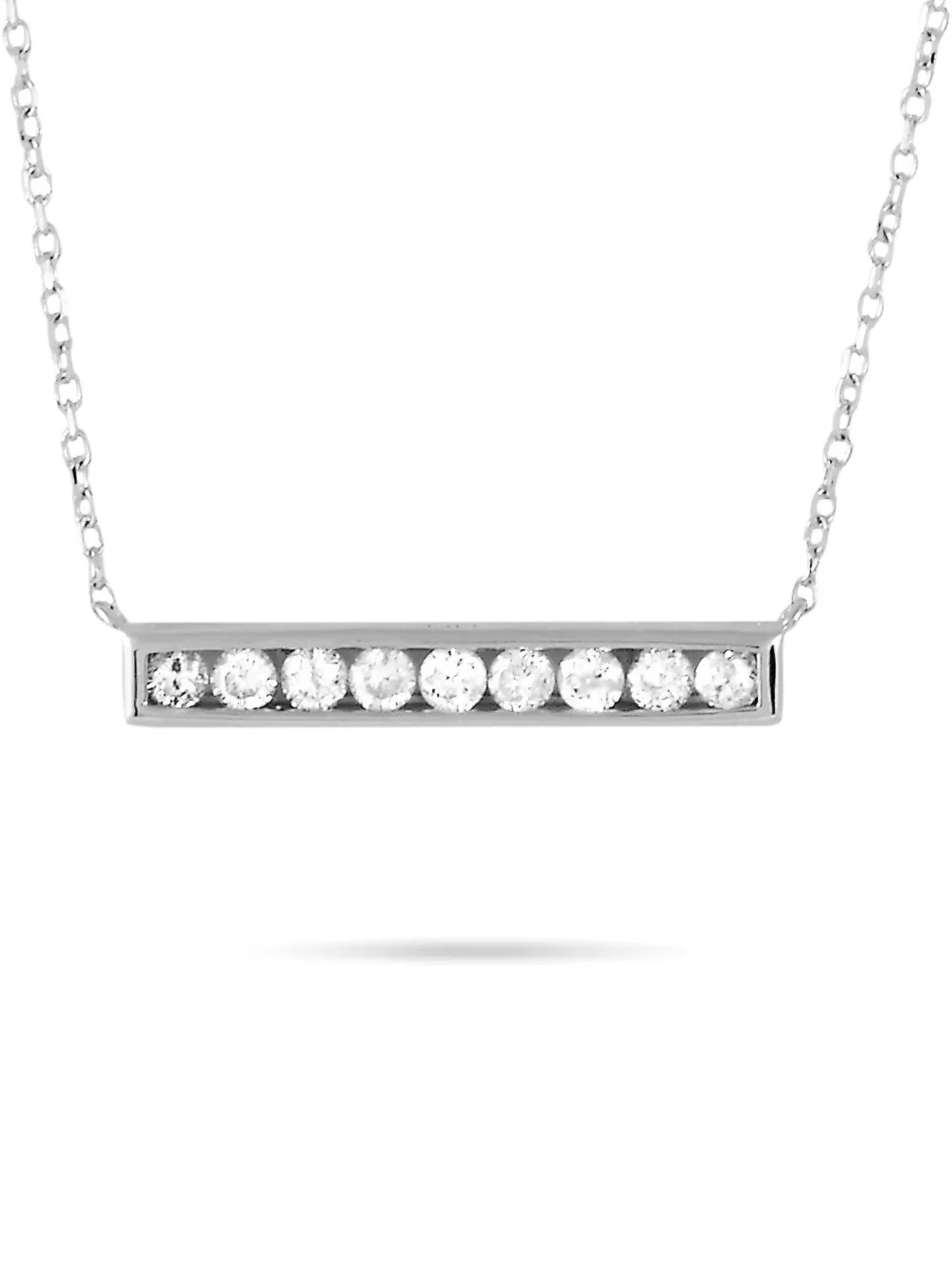 Pre-owned Lb Exclusive 14k White Gold Diamond Bar Necklace