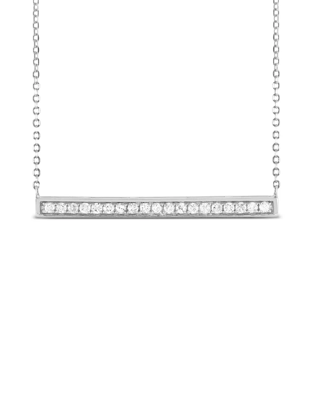 14K white gold diamond Bar necklace
