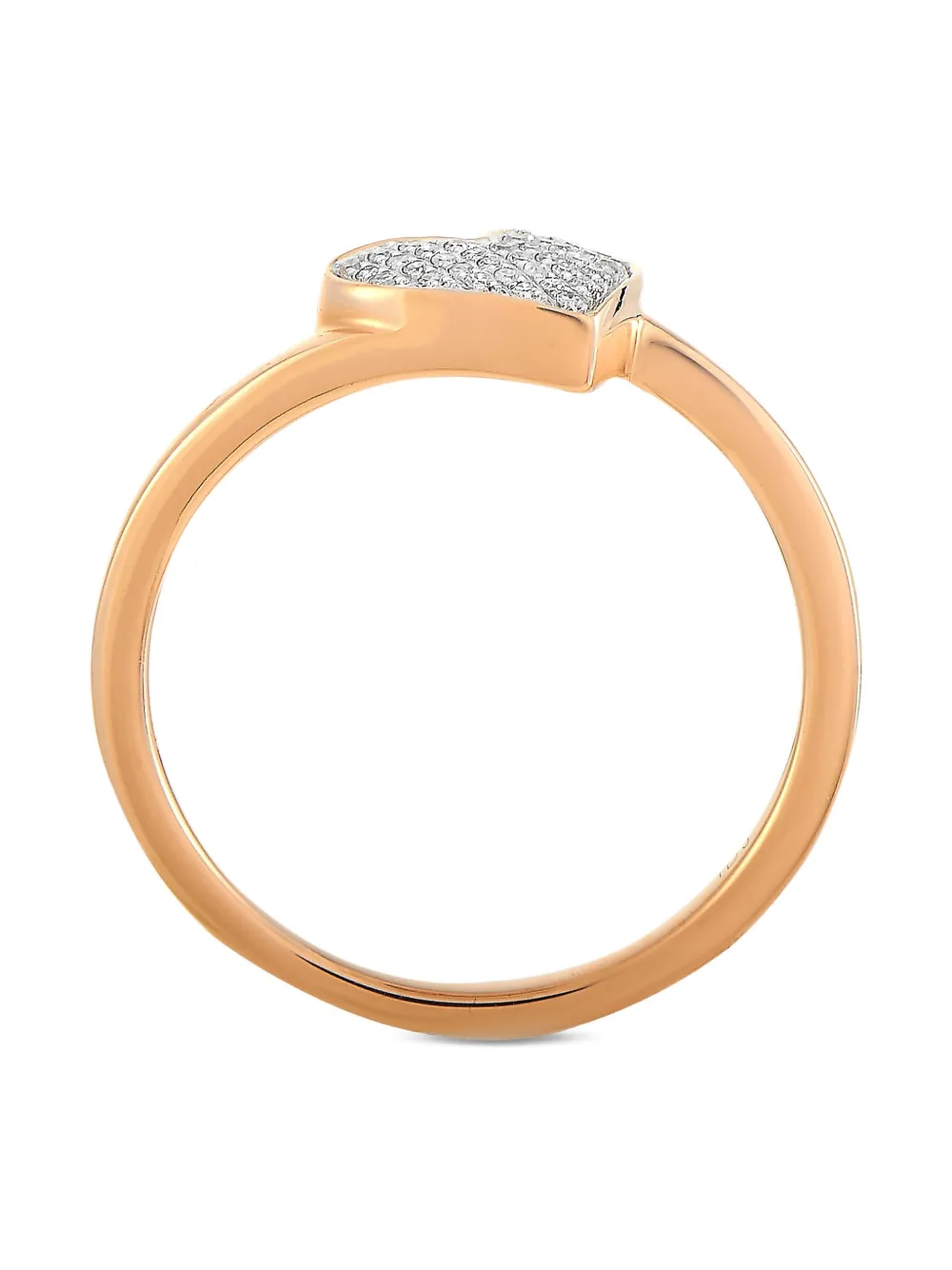 Pre-owned Lb Exclusive 14k Rose Gold Heart-motif Diamond Ring In Pink