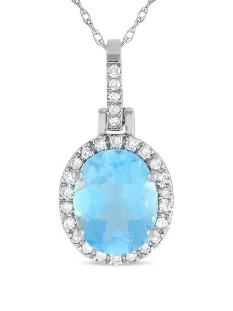 LB Exclusive pre-owned 14K white gold diamond and topaz pendant necklace