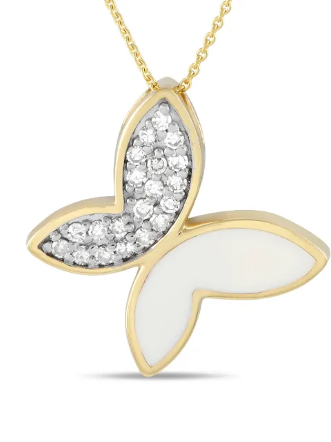 LB Exclusive collar en oro amarillo de 14kt con dije de diamantes