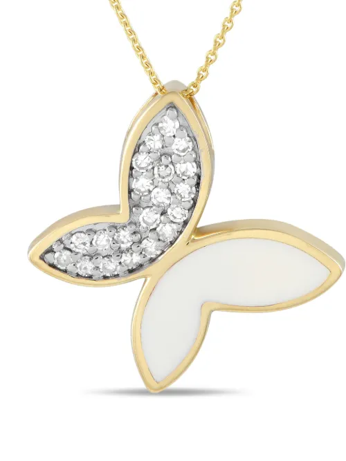 Collier en or 14ct à pendentif pavé de diamants - LB Exclusive - Modalova