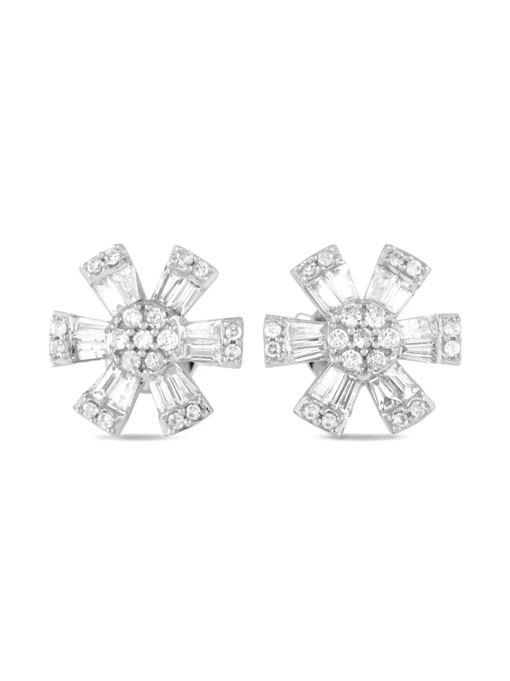 LB Exclusive Pinwheel ダイヤモンド ピアス 14Kホワイトゴールド - シルバートーン LB Exclusive Pinwheel ダイヤモンド ピアス 14Kホワイトゴールド - シルバートーン