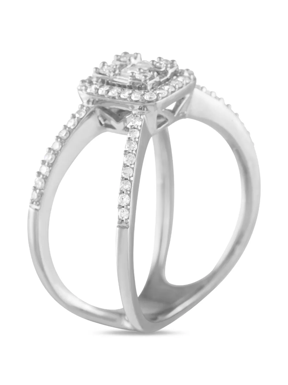 LB Exclusive pre-owned 14K white gold split-shank diamond ring | Image 2
