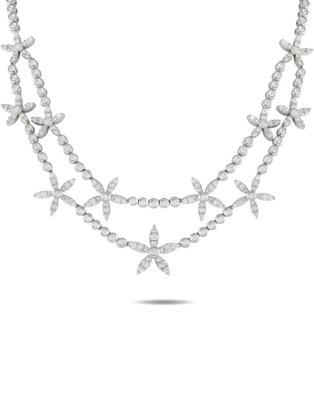 Asprey London 18K white gold Daisy diamond necklace - シルバートーン Asprey London 18K white gold Daisy diamond necklace - シルバートーン