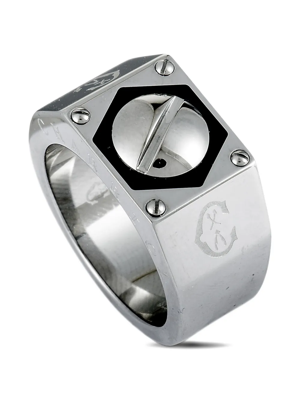 Charriol logo-engraved ring - シルバートーン Charriol logo-engraved ring - シルバートーン