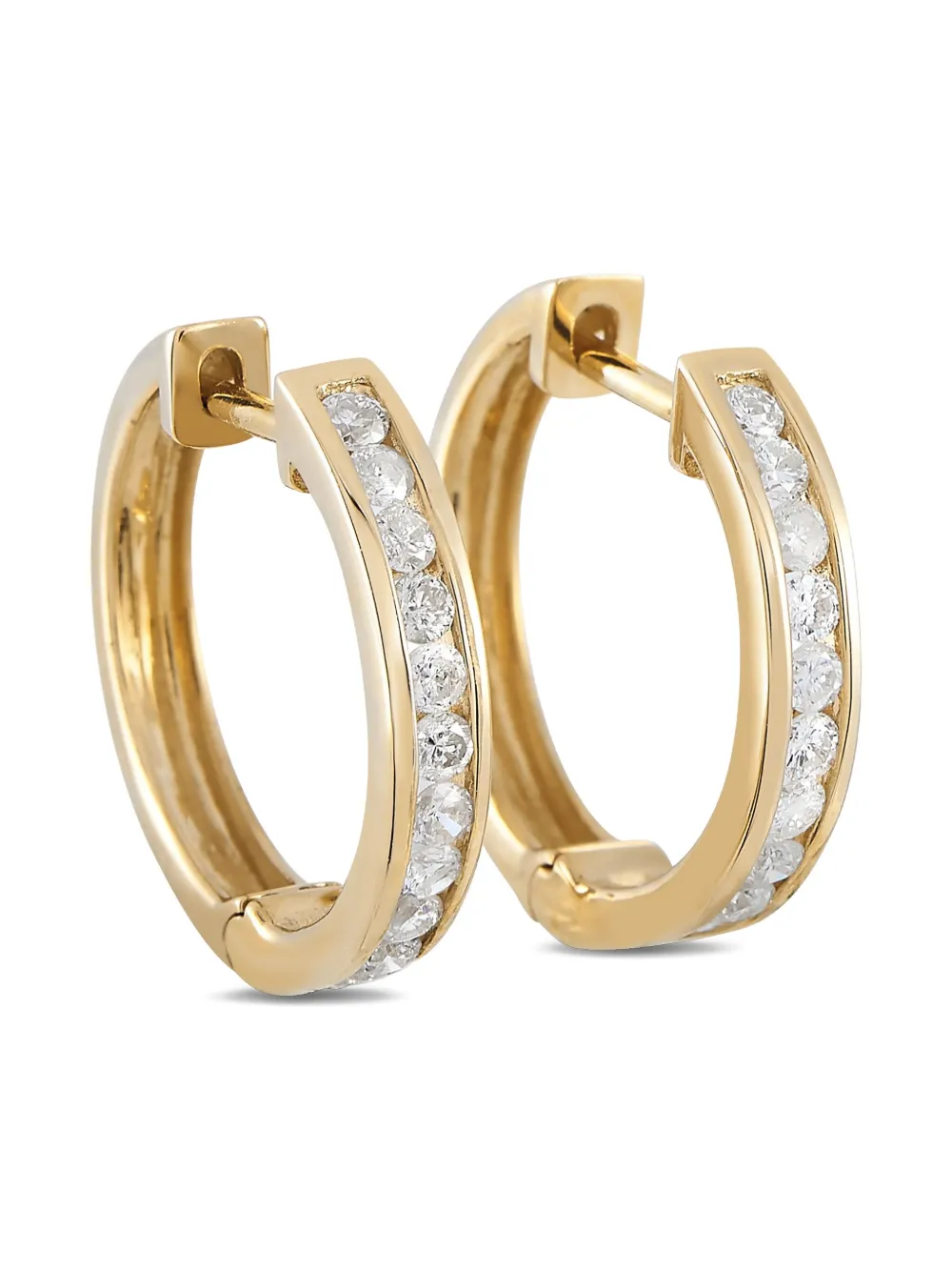 LB Exclusive 14K yellow gold diamond hoop earrings | Image 2