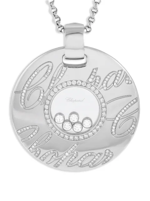 Chopard Pre-Owned 18kt white gold Happy diamond necklace