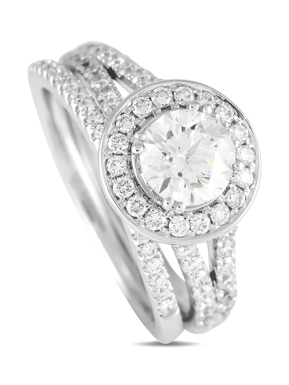 LB Exclusive 14K white gold Halo diamond ring set - シルバートーン LB Exclusive 14K white gold Halo diamond ring set - シルバートーン