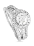 LB Exclusive 14K white gold Halo diamond ring set - Silver