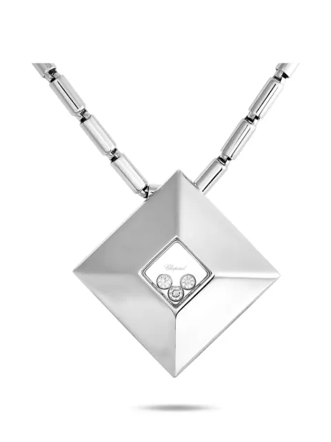 Chopard Pre-Owned 18kt white gold Happy tube bar-chain diamond necklace