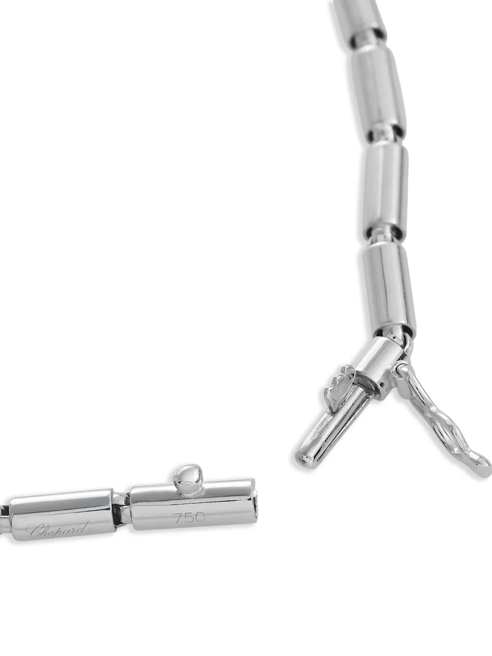 Pre-owned Chopard 18kt White Gold Happy Tube Bar-chain Diamond Necklace