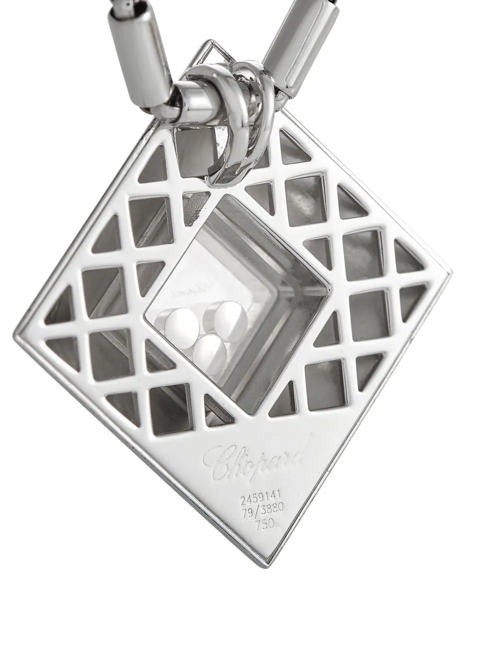 Chopard Pre-Owned 18kt white gold Happy tube bar-chain diamond necklace | Image 2
