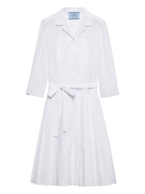 Prada robe-chemise plissée en popeline