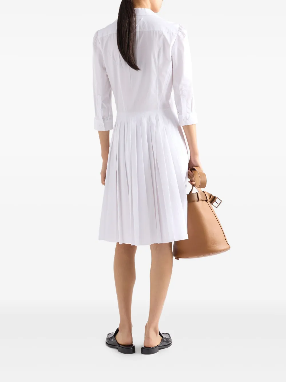 Prada Geplooide popeline blousejurk Wit