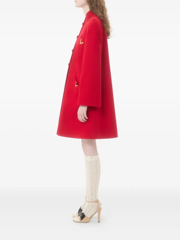 Valentino Garavani Vゴールド ボタンコート | レッド | FARFETCH JP