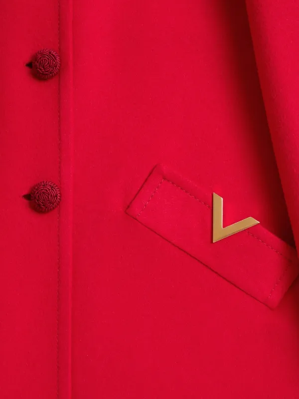 Valentino Garavani Vゴールド ボタンコート | レッド | FARFETCH JP