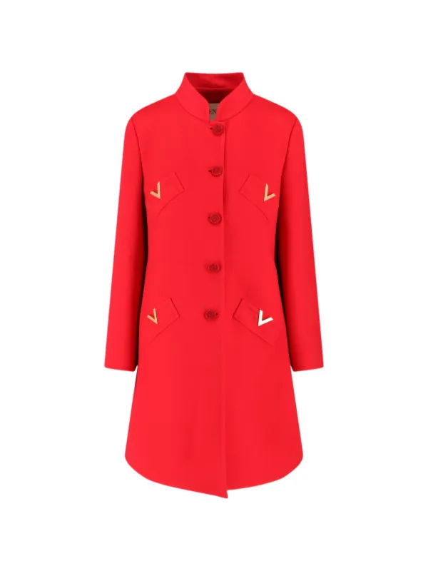 Valentino Garavani Compact Drap Coat in Red