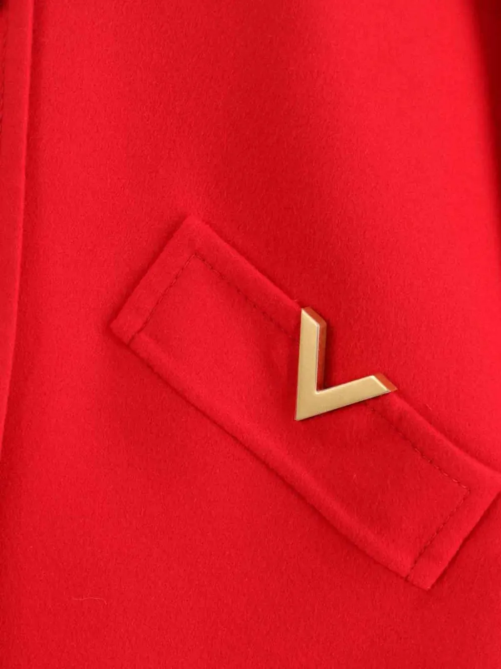 Valentino Garavani Compact Drap Coat in Red, view 3