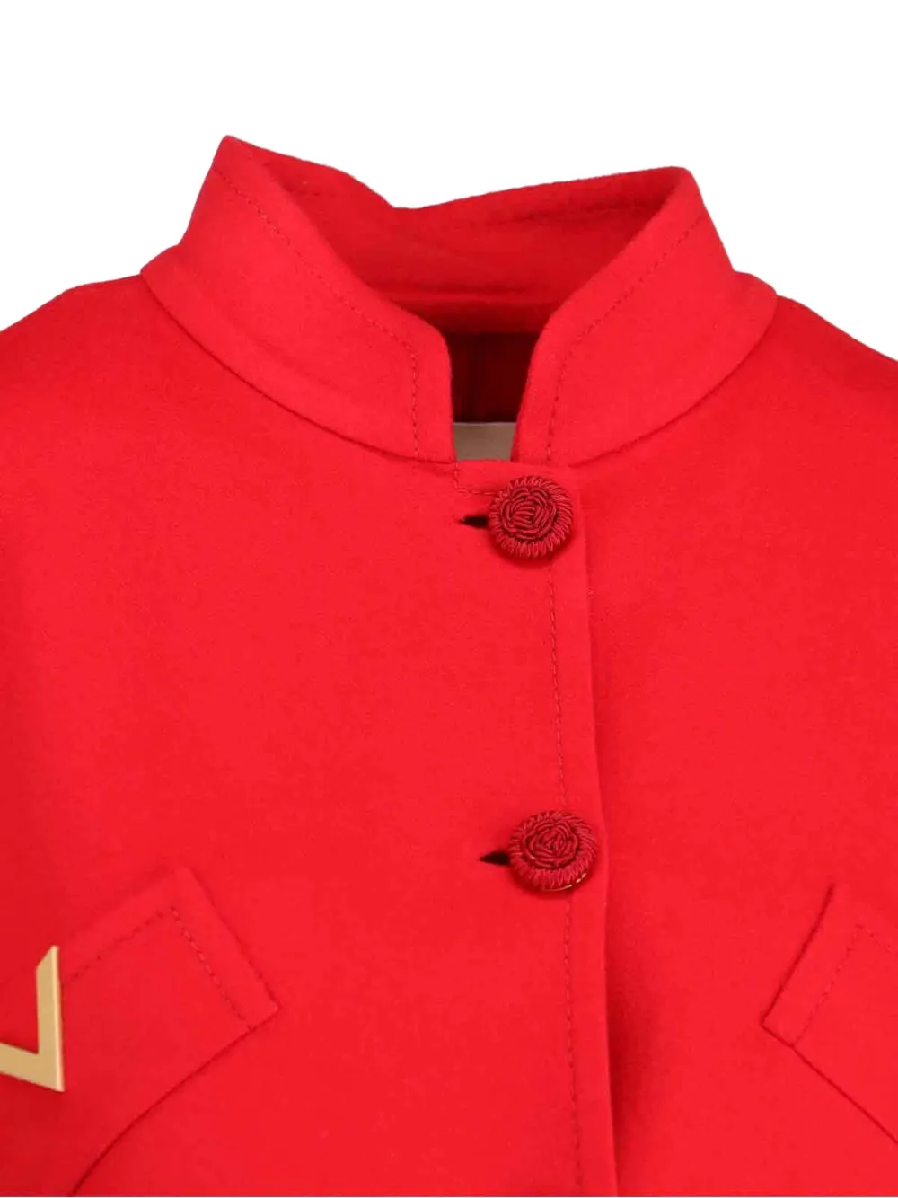Valentino Garavani Compact Drap Coat in Red, view 4