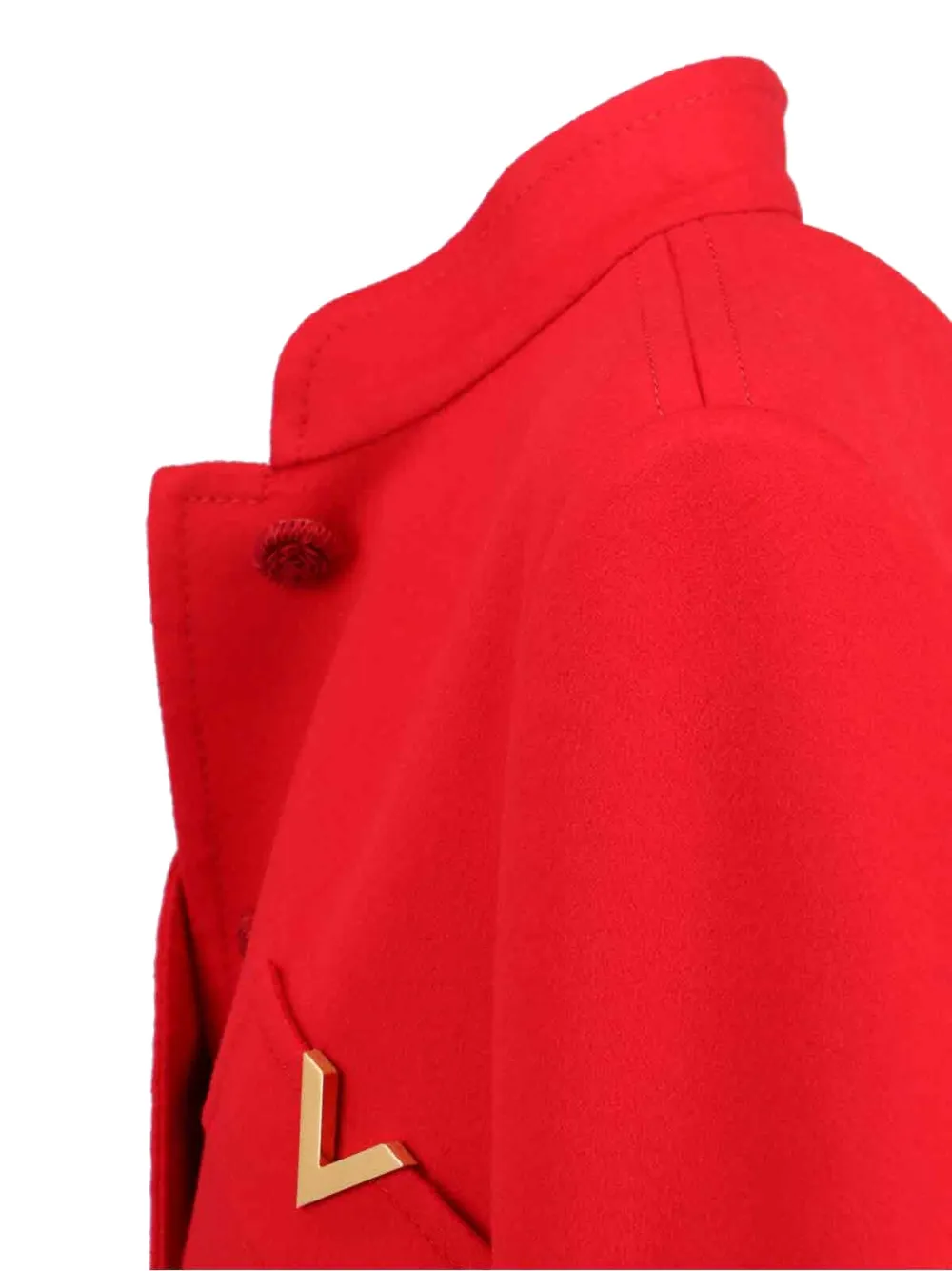 Valentino Garavani Compact Drap Coat in Red, view 5
