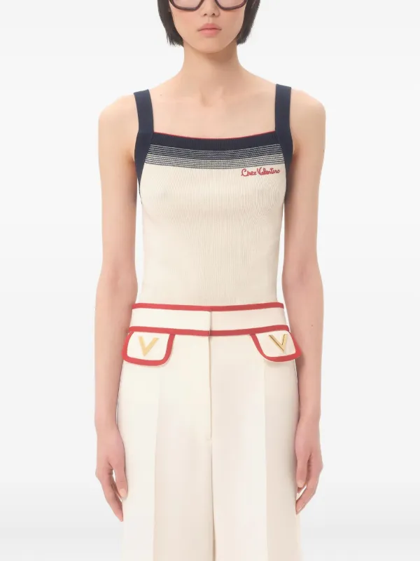 VALENTINO 売れ筋商品|||ヴァレンティノ Tシャツ トップス レディース Tank tops Grey Valentino Cotton-blend tank top Valentino