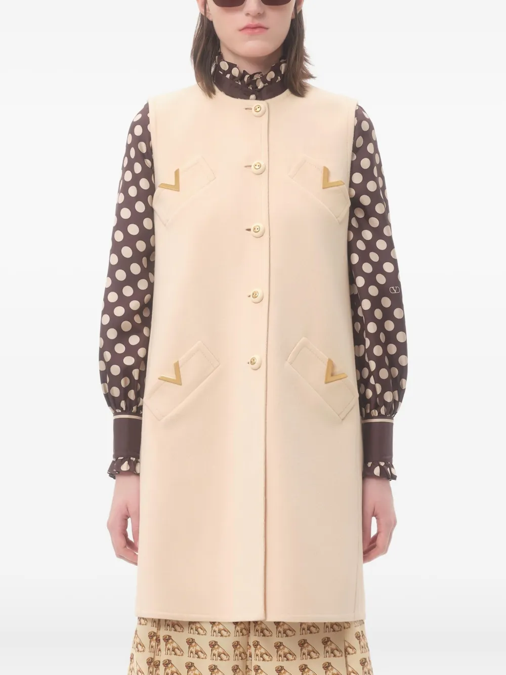 Valentino Garavani VGOLD button-up jas Beige