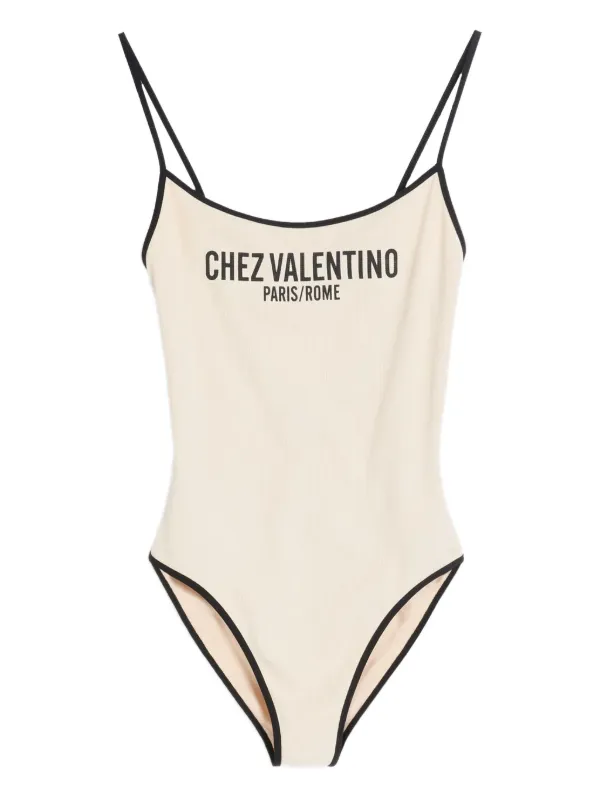 【Valentino】ロゴ プリント ピケ スイムスーツ ワンピース水着 VALENTINO GARAVANI スイムスーツ プリント入り | NET-A-PORTER