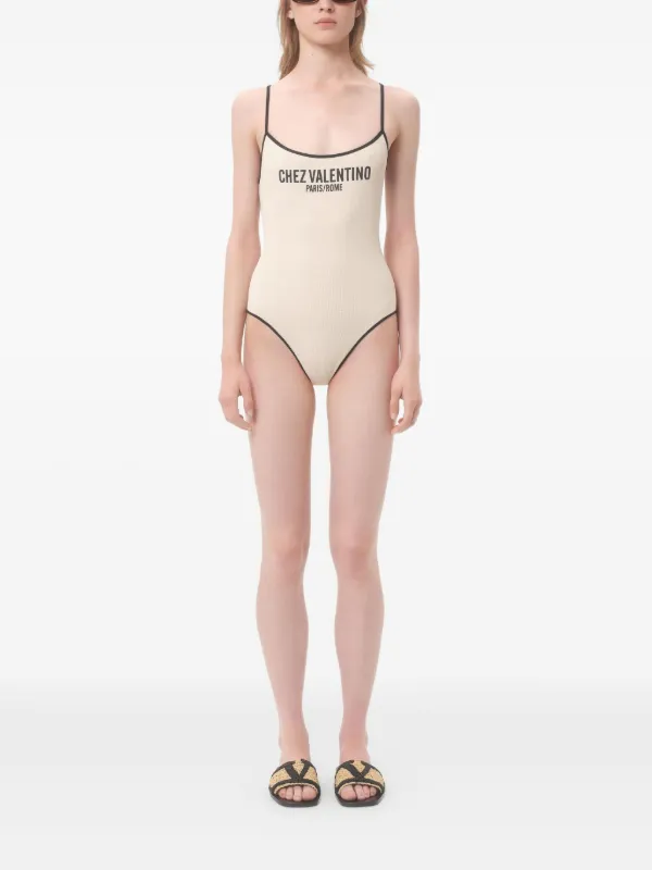 Valentino Garavani Lycra Piqué Swimsuit | Neutrals | FARFETCH