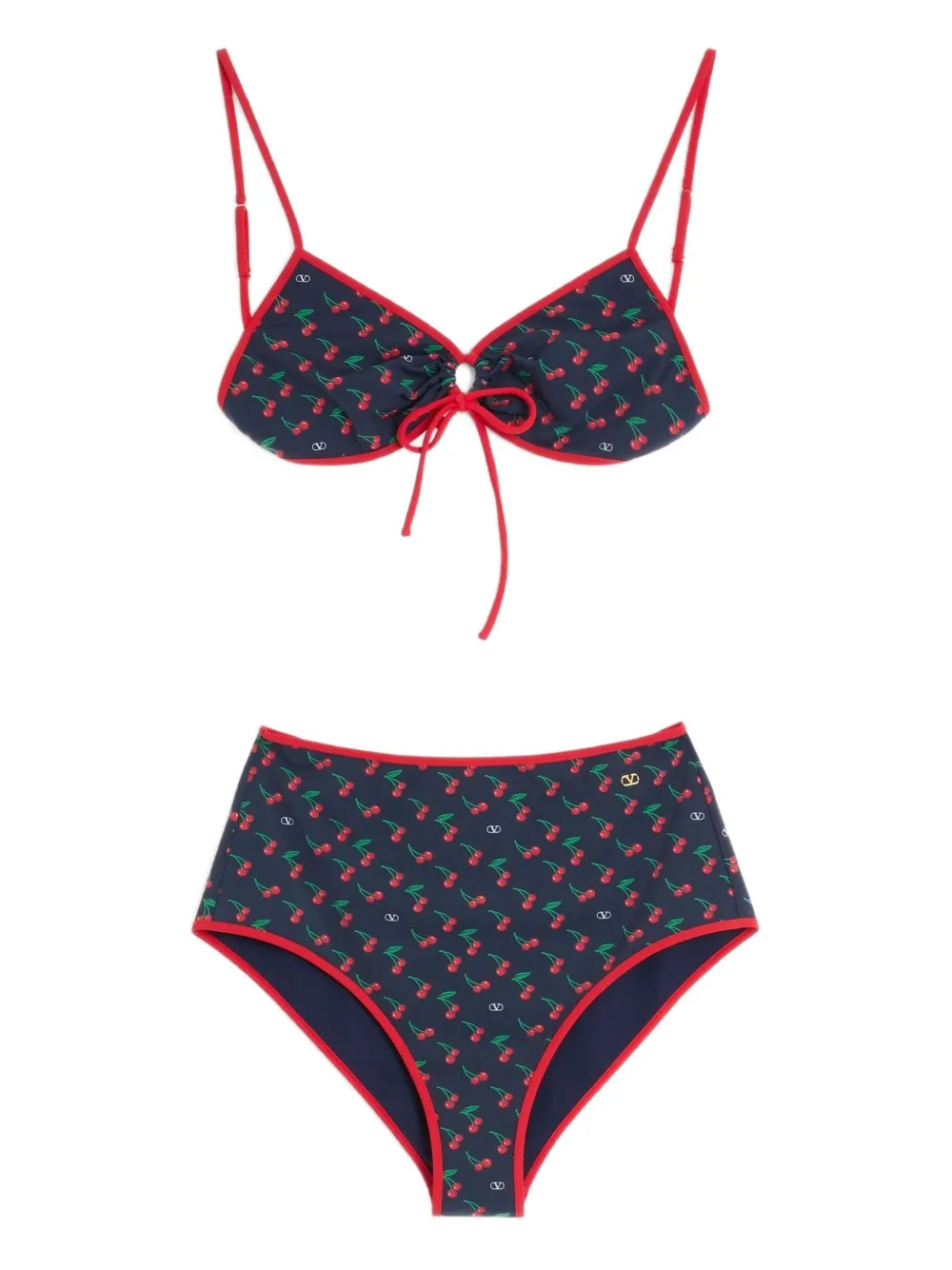 Valentino Garavani Bikini met Cherryfic-print Blauw