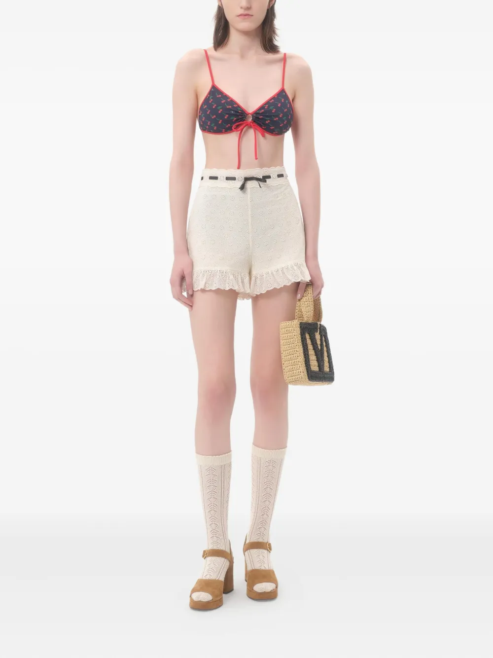 Valentino Garavani Bikini met Cherryfic-print Blauw