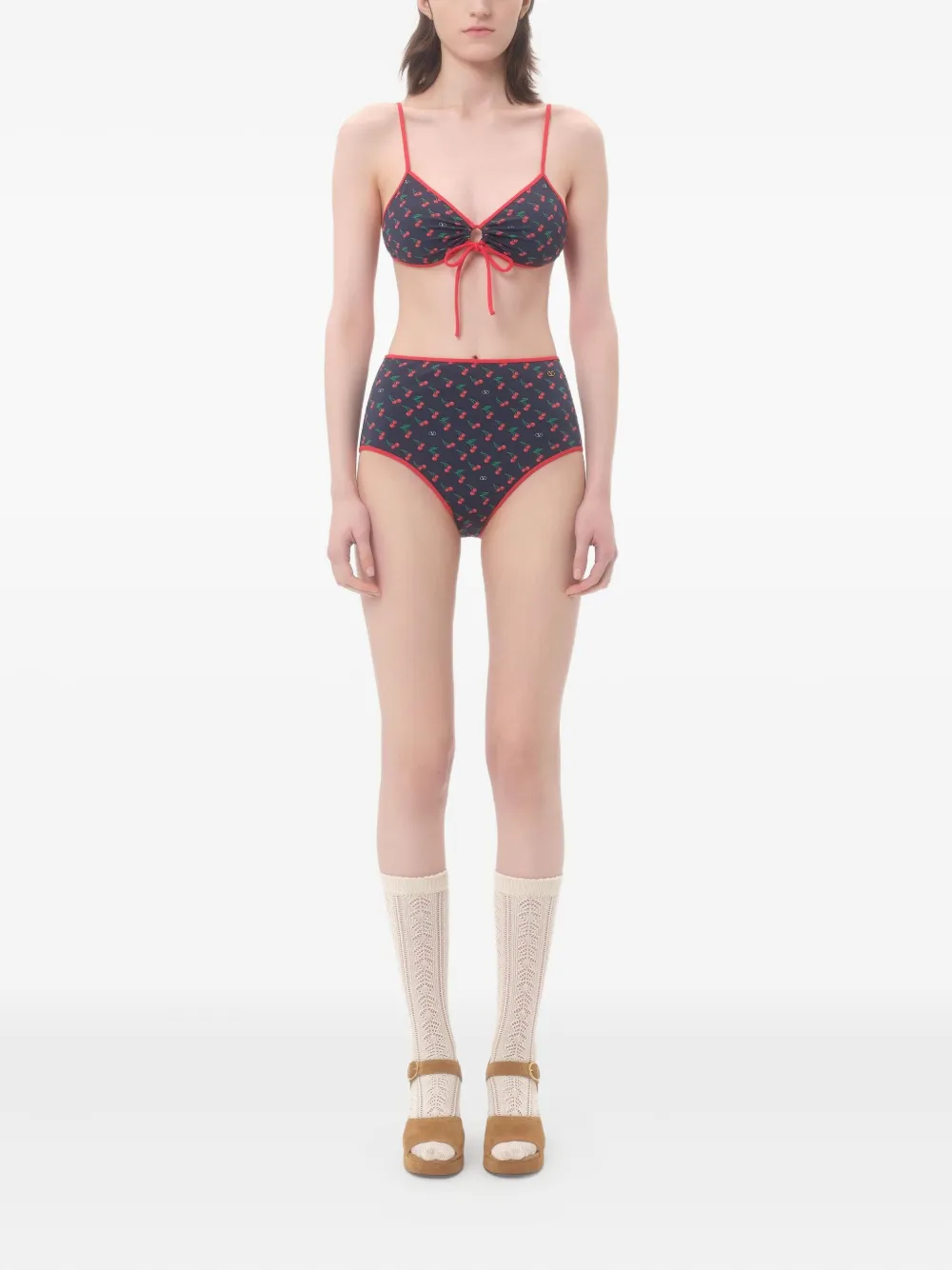 Valentino Garavani Bikini met Cherryfic-print Blauw